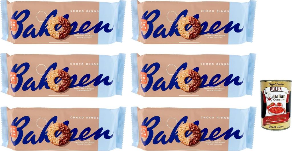 Choco Rings Milk Chocolate, Coffee time, Kekse Mit Milchschokolade bedeckte , 6x 155 g + Italian Gourmet polpa 400g