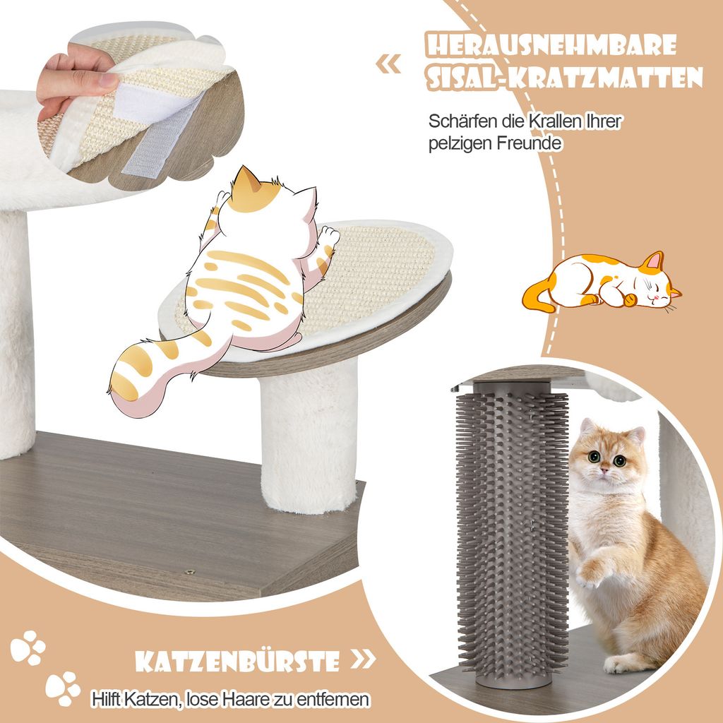 COSTWAY Kratzbaum mit Katzenklo und Höhle, 2-in-1 Produktbild 5