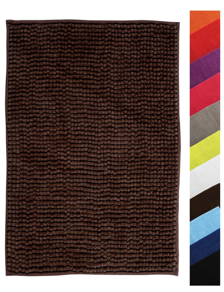 Petit tapis de bain 40x60 cm pour douche et WC - Confort marron chocolat