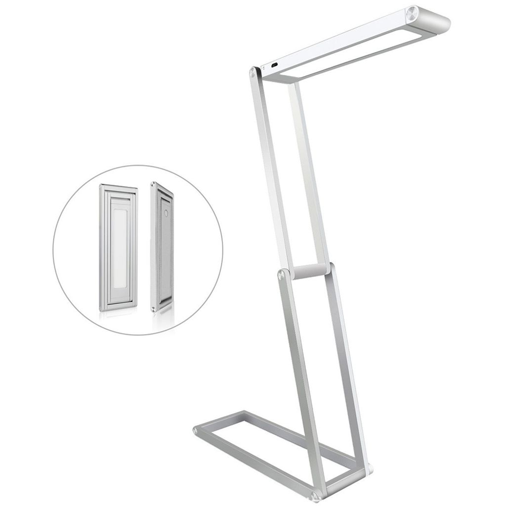 Kwmobile LED Aluminium Tischlampe Faltbar - Akku Nachttisch Leselampe Dimmbar Micro USB Ladekabel - Akku Schreibtischlampe Faltlampe In Schwarz