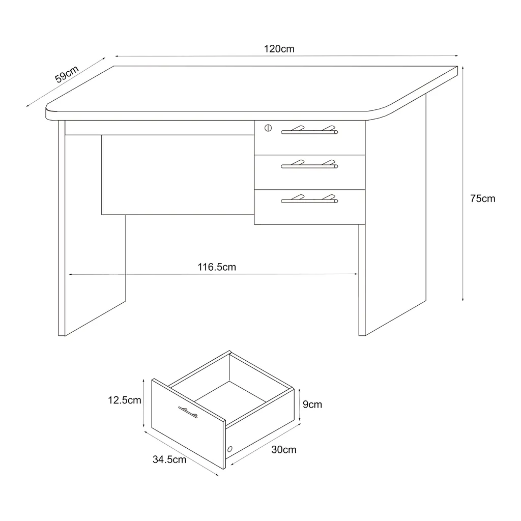 Table de Bureau de Direction Ragunda avec Rangement Intégré Bois Foncé - 4
