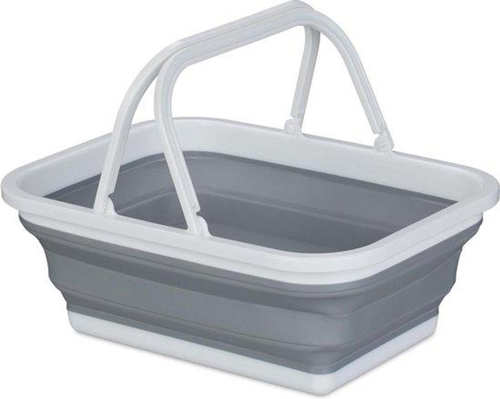 Kollaboratives Picknickkorb 85 Liter mit Haken - Camping und Spülkorb - 15x38x28 cm - Weiß Grau