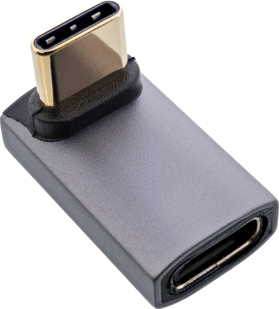 InLine USB4 Adapter, USB-C Stecker/Buchse oben/unten gewinkelt, Alu, grau