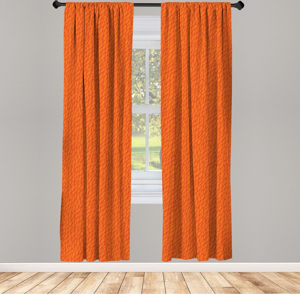 ABAKUHAUS Burnt orange Vorhänge, Gardinen, Abstraktes Laub verlässt Muster-Skizzen-Natur-Wachstums-Zusammensetzung, 2 Stück 75 x 175 cm, , Orang...