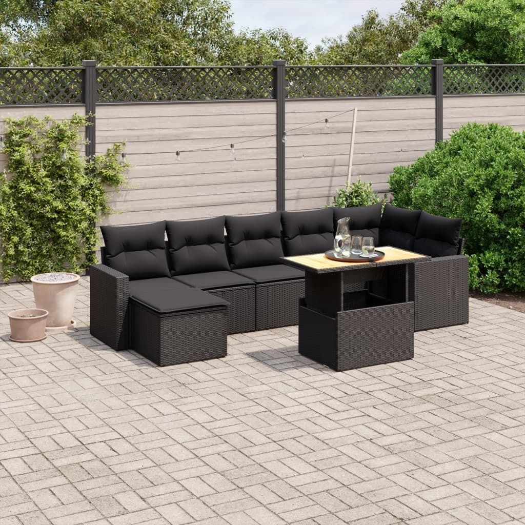 Maison Exclusive - 8-tlg. Garten-Sofagarnitur mit Kissen Schwarz Poly Rattan