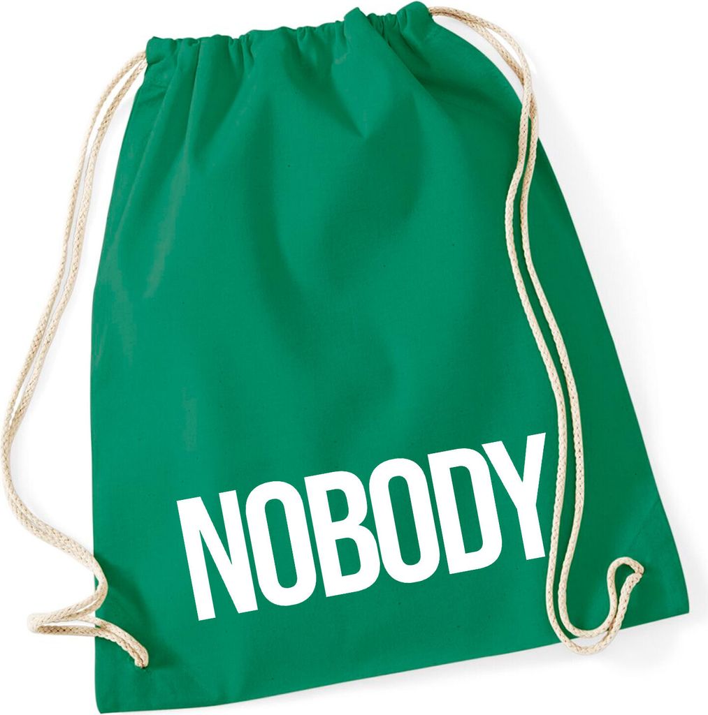 Huuraa Sportbeutel Nobody Schriftzug Geschenk 12 Liter Kelly Green Baumwolle Nobody Präsent