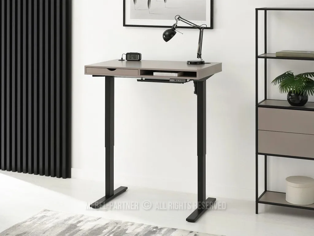 Petit Bureau 100 HESOL Design Bicolore - Structure Acier Noir et Beige
