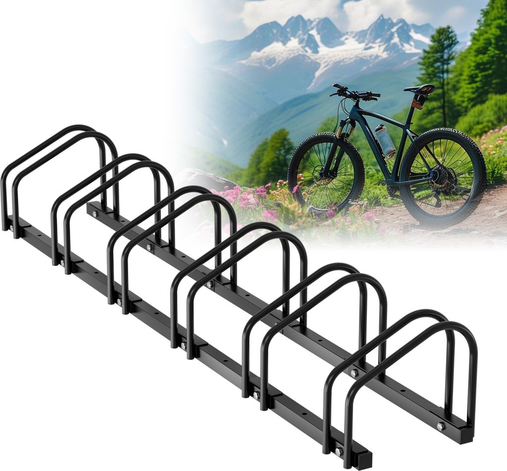 TolleTour Fahrradständer für 6 Fahrräder, 160x32x26cm, aus verzinkt Stahl, Radständer, känn Boden/Wandmontage, für Reifenbreiten 3,5 - 5,5 cm...