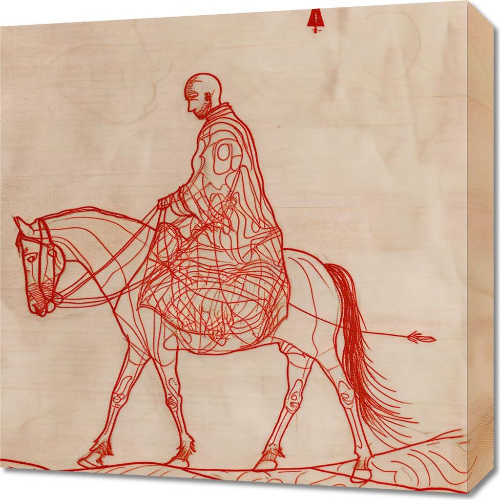 Bild 50x50cm Reiter und Pferd Skizzen