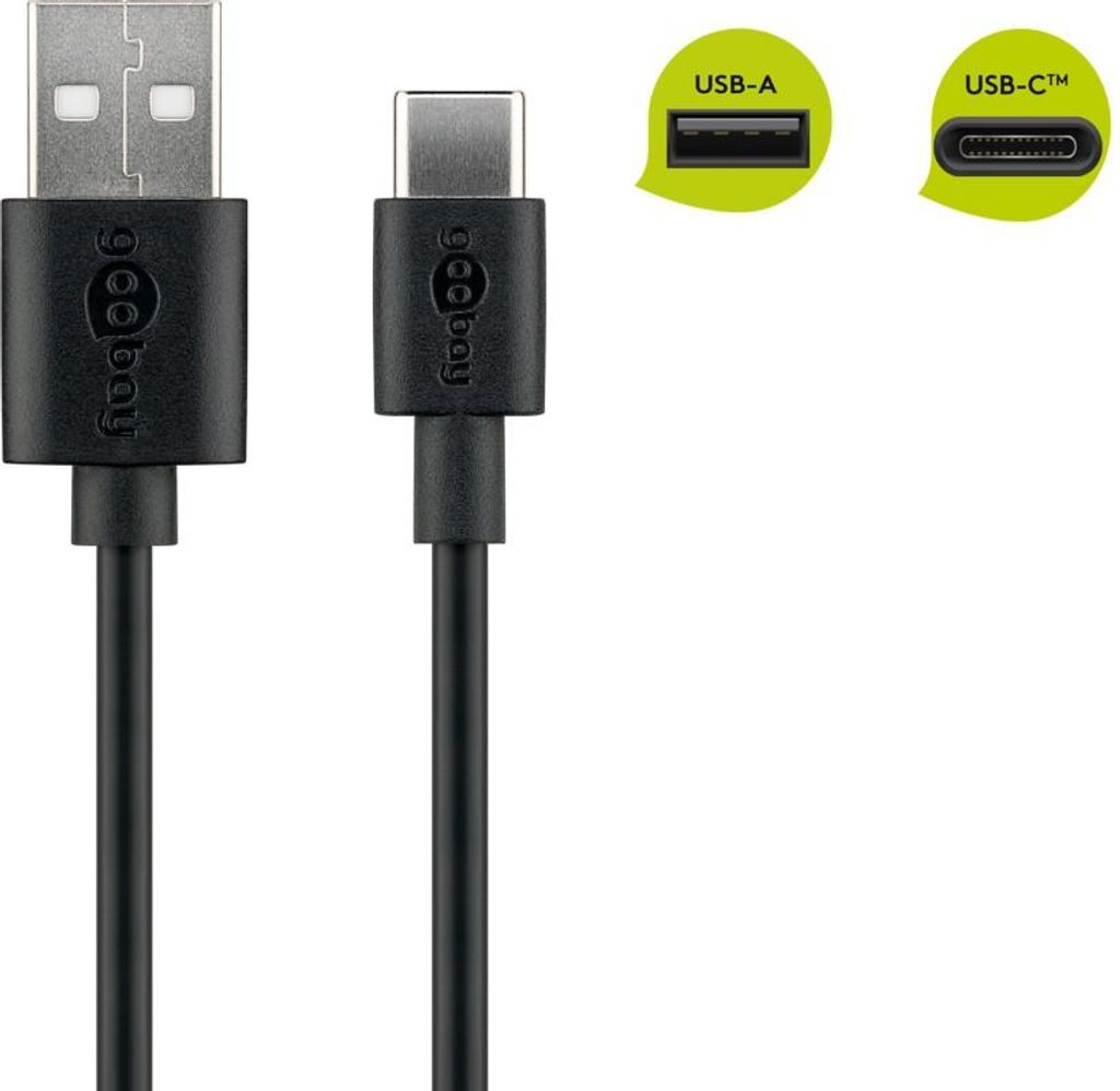 Goobay USB-C oplaad- en synchronisatiekabel, zwart, 0,5 Productafbeelding 