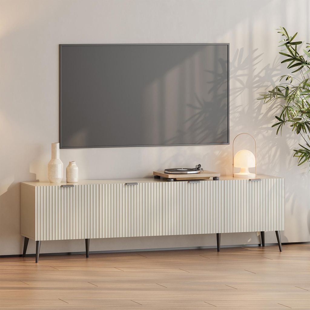 Fernsehschrank ‘Nand’ mit 4 Türen geriffelt 180 x 35 x 51 Produktbild 