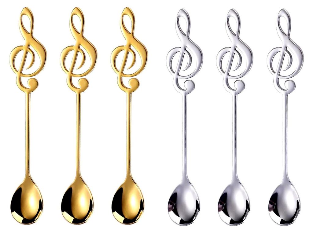 6 Stück Edelstahl-Kaffeelöffel mit Musiknoten