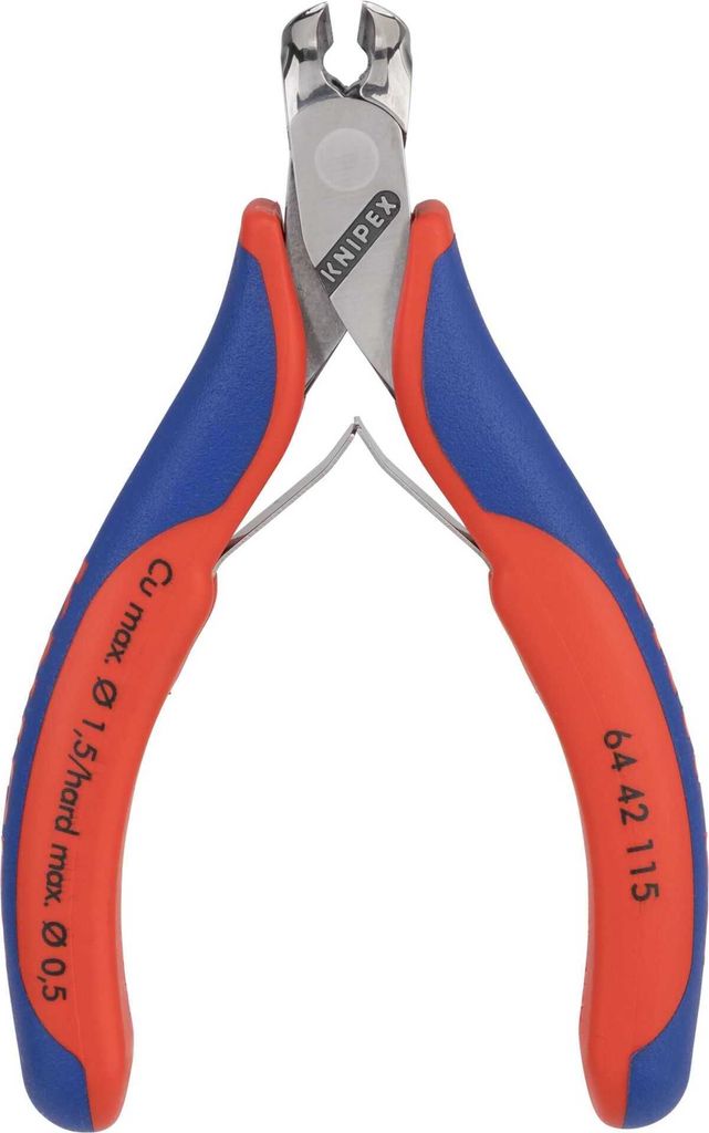 Knipex Elektronik-Schraegschneider Länge 115mm poliert 2-Komponenten-Griff kleine Facette - 64 42 115