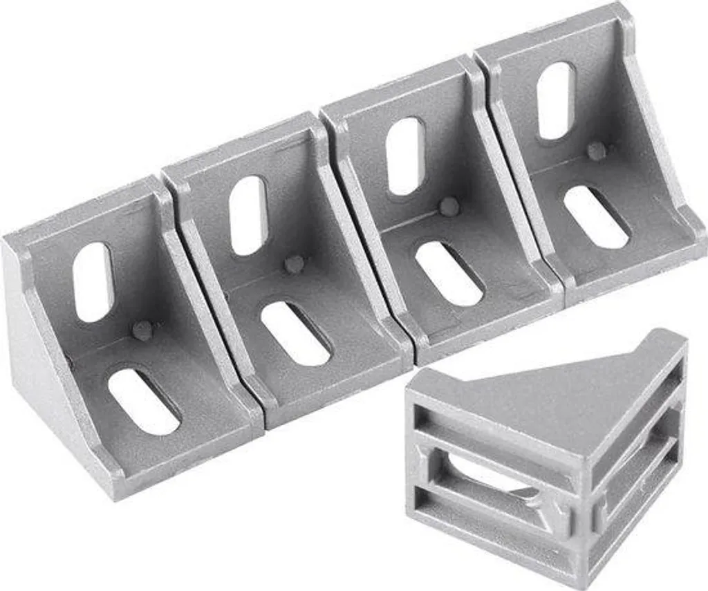 Support d'angle en L pour profilé aluminium 40x40 - Fixation 5 branches