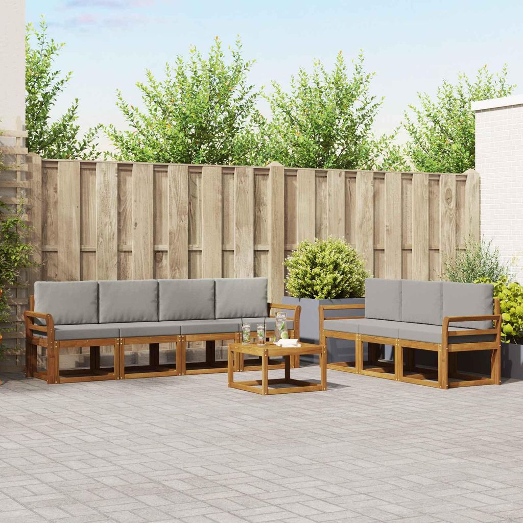 "Summerschlussverkauf"Outdoor-Sofagarnitur - CLORIS - Balkonmöbe/Sitzgruppe - mit Kissen 8 pcs - Moderne Design - Natürlich und Hellgrau - Garten...