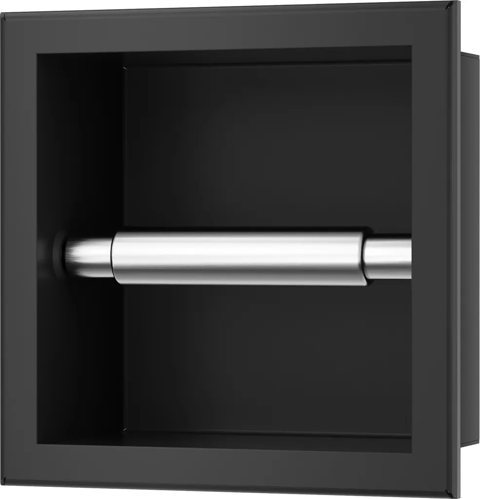 Portarotolo Balneo Parete Nero | Acciaio Inox Design Elegante Bagno