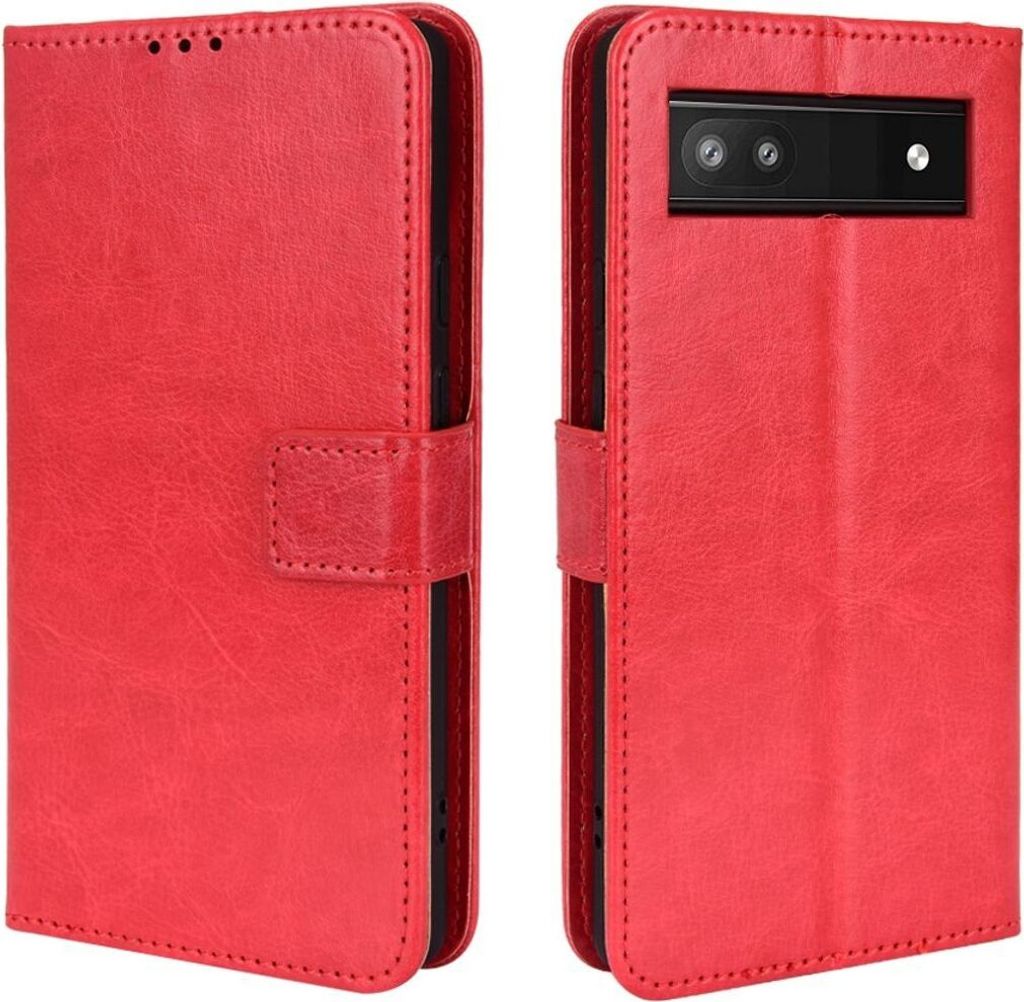 König Design Hülle kompatibel mit Google Pixel 6A Kunstleder Handyhülle - Handy Case Rot