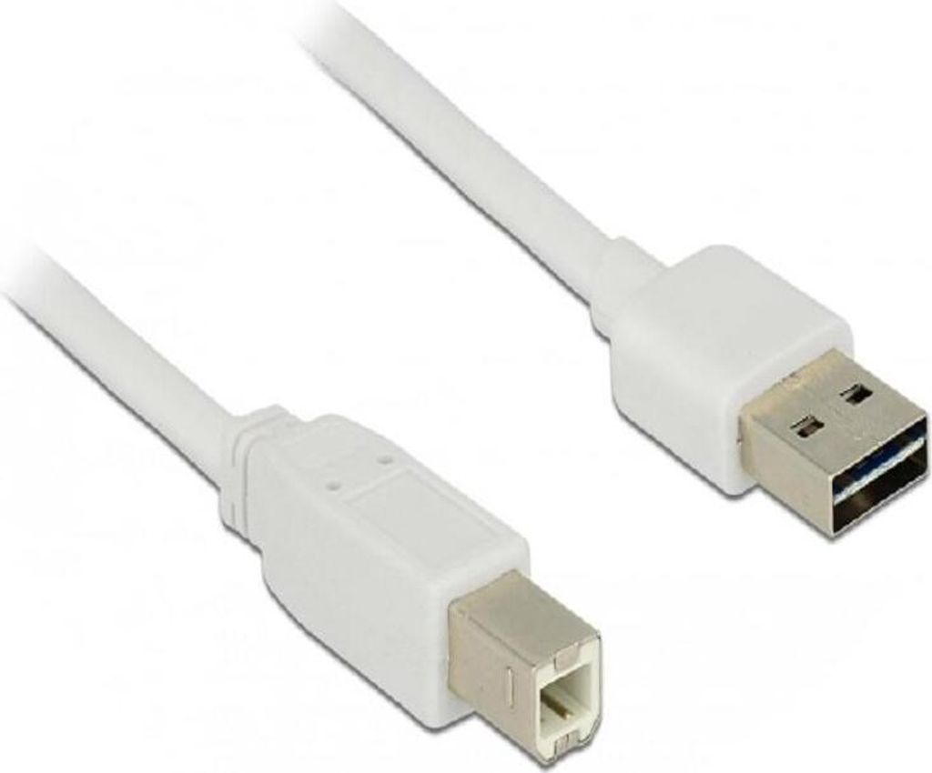 EASY-USB 2.0 A Stecker zu B Stecker Kabel 5m weiß, beidseitig