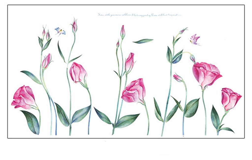 Abnehmbare Wandtattoos mit Rosen- und Prunkwindenmotiven aus PVC, zum Aufkleben, für Schlafzimmer, Wohnzimmer und Kinderzimmer