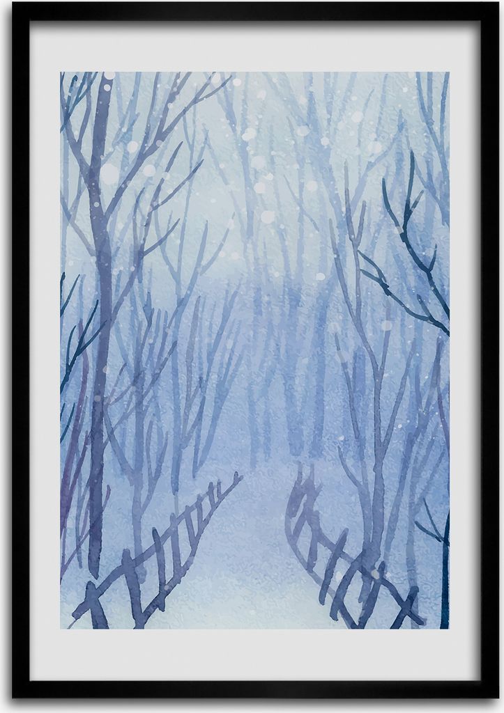 Bild - Bilderrahmen - 50 cm x 70 cm - MDF - Rahmen - Wandkunst Winterwald