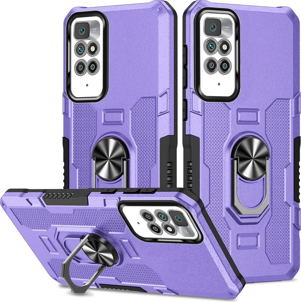 Cover Redmi 10 Rugged Viola: Supporto Anello e Piastra Magnetica Auto