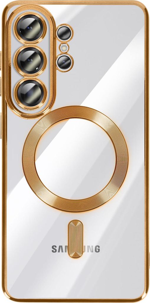 Avizar, MagSafe Hülle stoßfest mit Chromrahmen Galaxy S26 Ultra, Gold