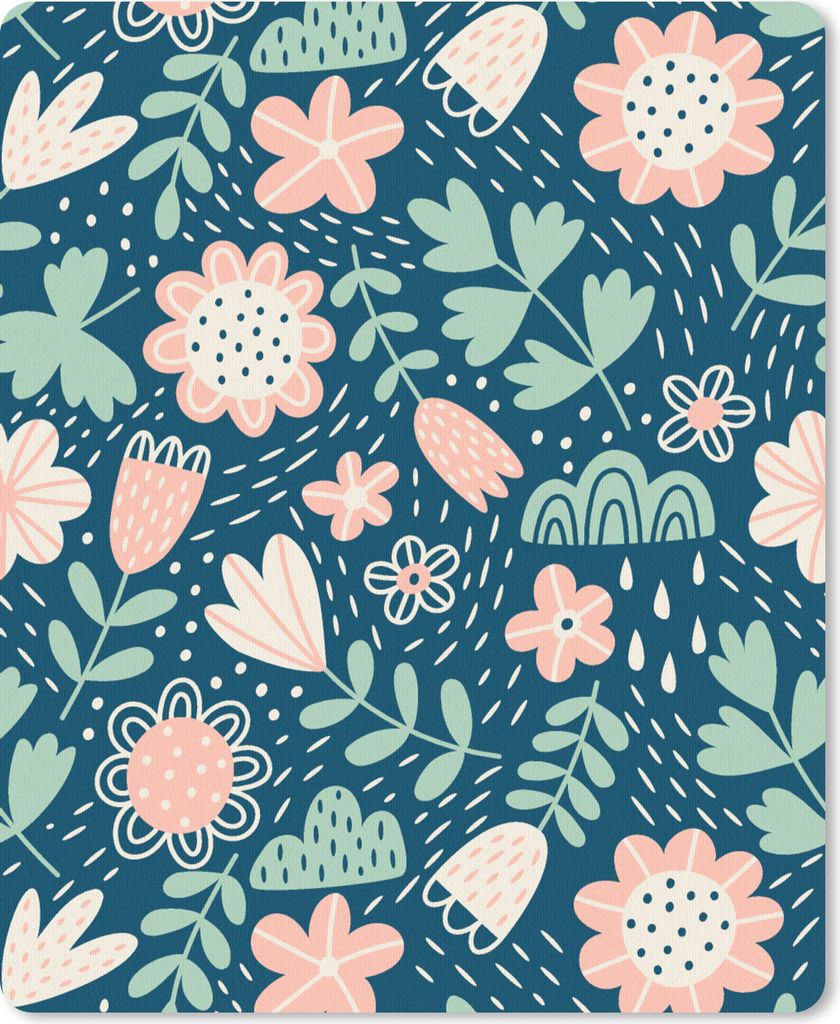 MuchoWow Mauspad Mousepad Blumen - Muster - Pflanzen 19x23 cm - Mousepads - Maus Mat - Pad - Mausunterlage - Mauspads - Spielen