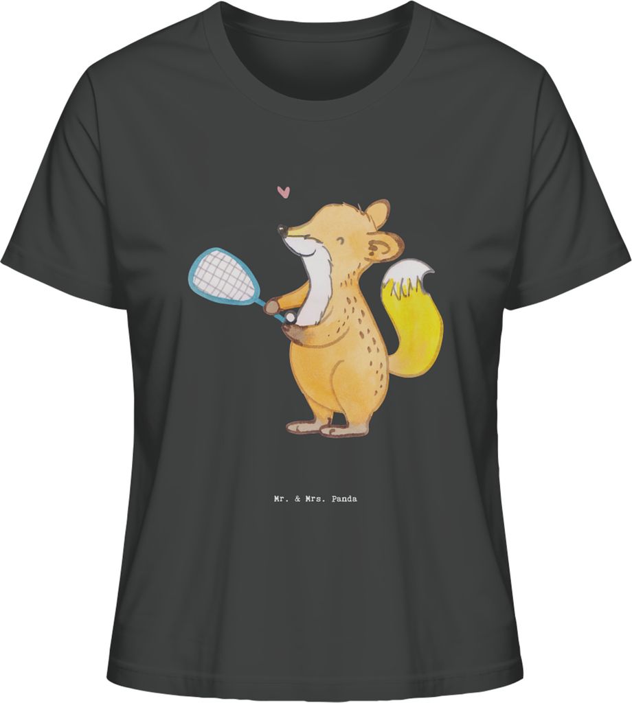 Mr. & Mrs. Panda Basic T-Shirt Damen Fuchs Squash spielen Größe M - Anthrazit - Geschenk, Frauen, Oberteil, Kurzarm, Ballsport, Squashhalle, Shir...