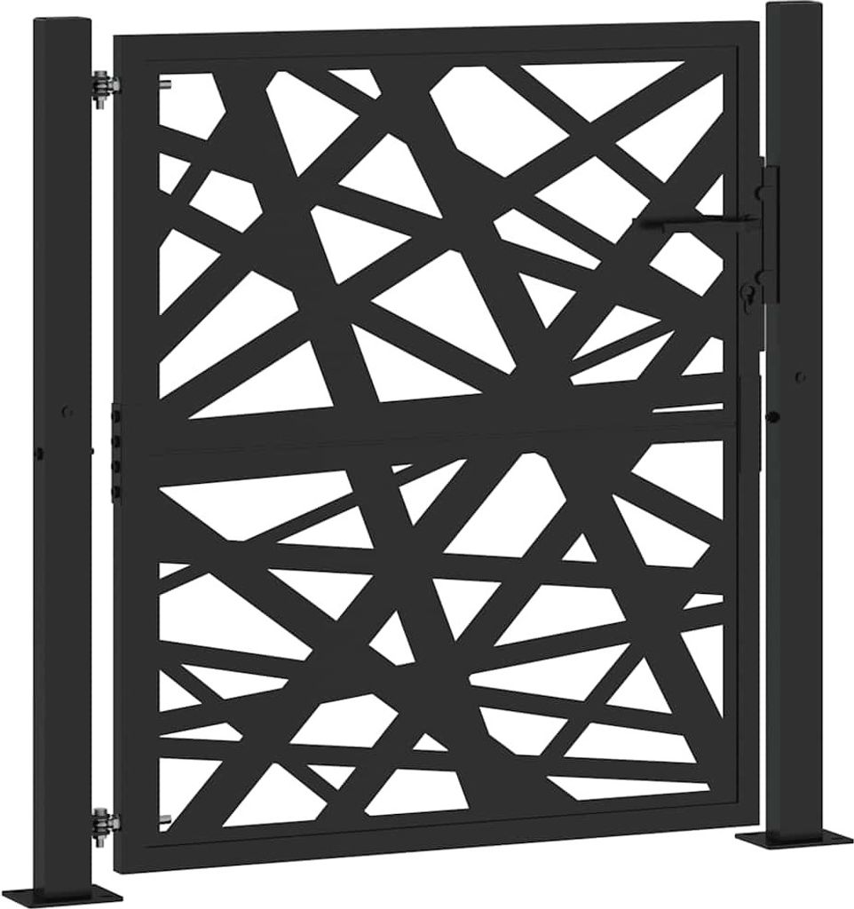 Gartentor Schwarz 100x100 cm Stahl Lichtdesign