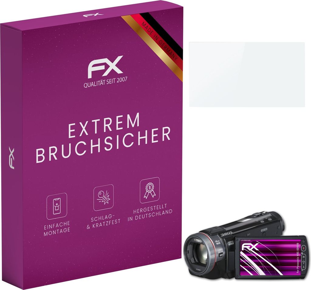 atFoliX FX-Hybrid-Glass Displayfolie kompatibel mit Panasonic HDC-SD909 Glasfolie