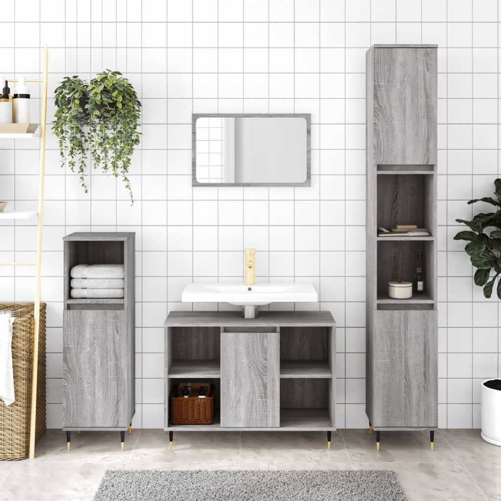 Maison Exclusive - Badschrank Grau Sonoma 30x30x100 cm Holzwerkstoff