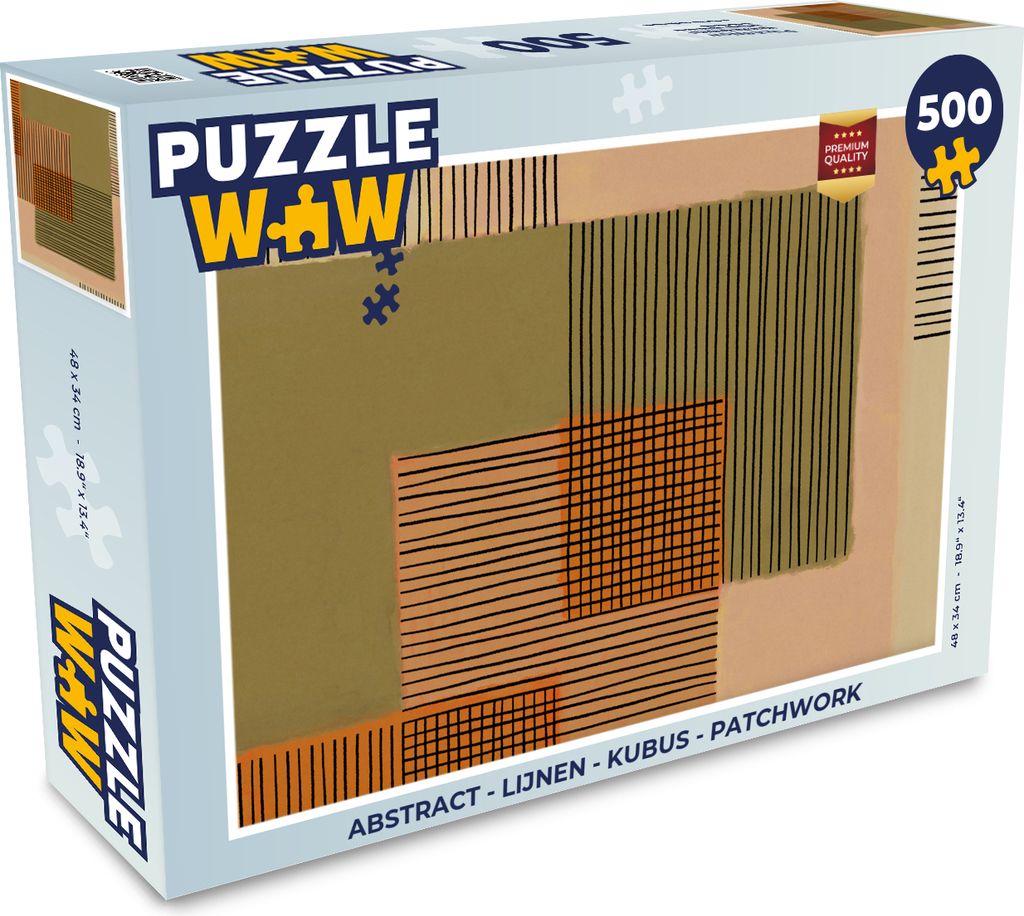 MuchoWow Puzzle 500 Teile Abstrakt - Linien - Würfel - Patchwork - 500 Teile - Kinder - Selberbauen - Puzzlespiele