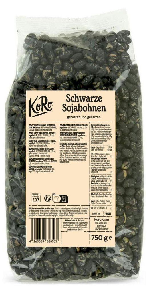 KoRo I Geröstete und gesalzene schwarze Sojabohnen 750 g Produktbild 