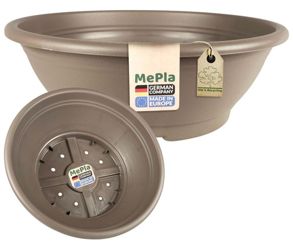 MePla - Pflanzschale mit Bodenloch ø 35 cm taupe Produktbild 