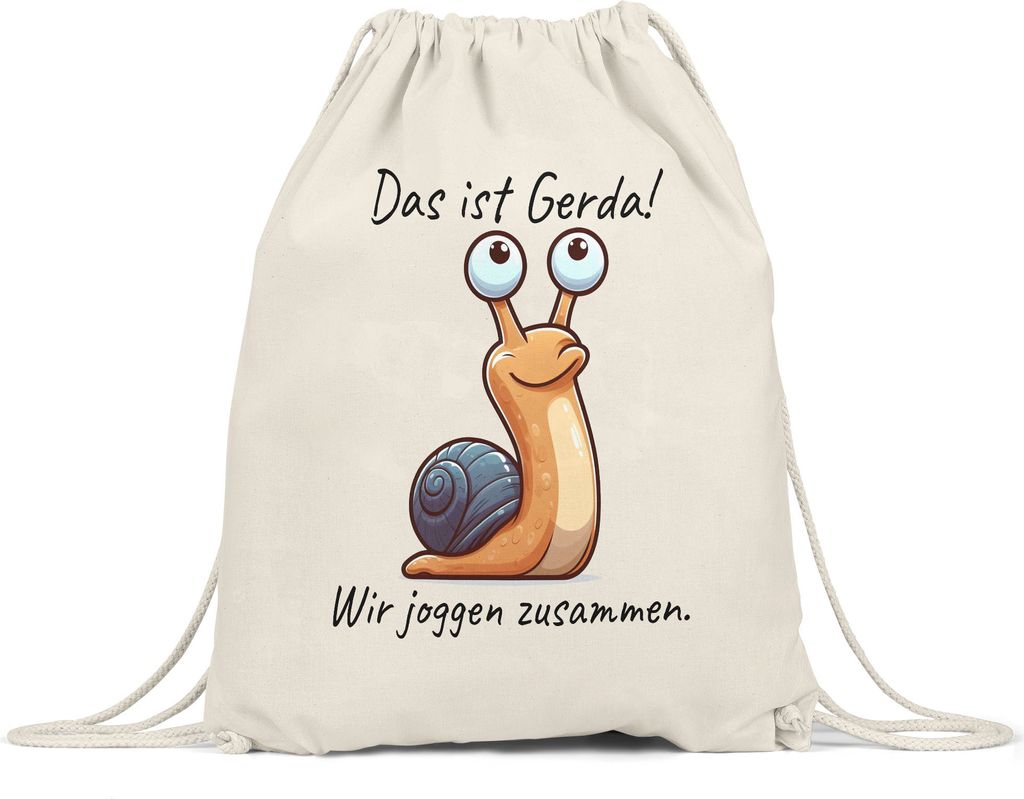 Das ist Gerda wir joggen zusammen Turnbeutel Sport Langsam Produktbild 