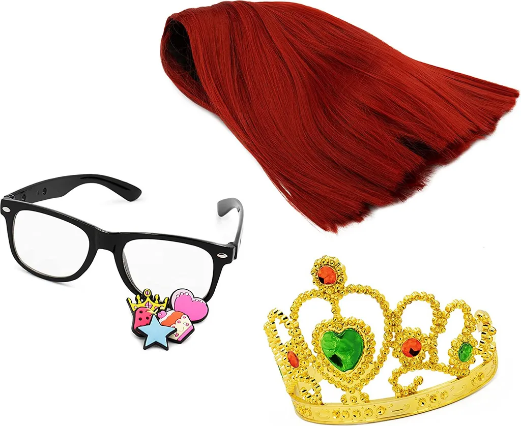 Set Miss Aga Influ Heroes avec Perruque Couronne et Lunettes de Star