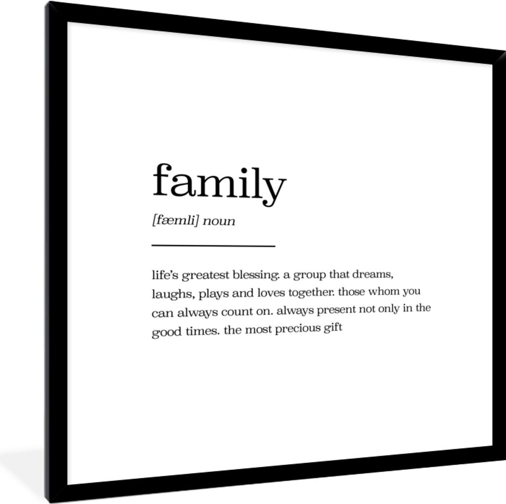 MuchoWow Gerahmtes Poster zitate - sprichwörter - Wörterbuch - Familie 40x40 cm - Poster mit Schwarzem Bilderrahmen Wandposter Rahmen Foto Bild...