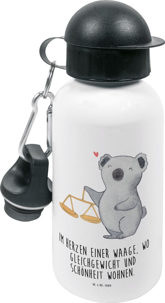 Mr. & Mrs. Panda Trinkflasche Waage Astrologie - Weiß - Geschenk, Tierkreiszeichen, Getränkeflasche, Trinkbehälter, Aszendent, Geburtstagsgesche...