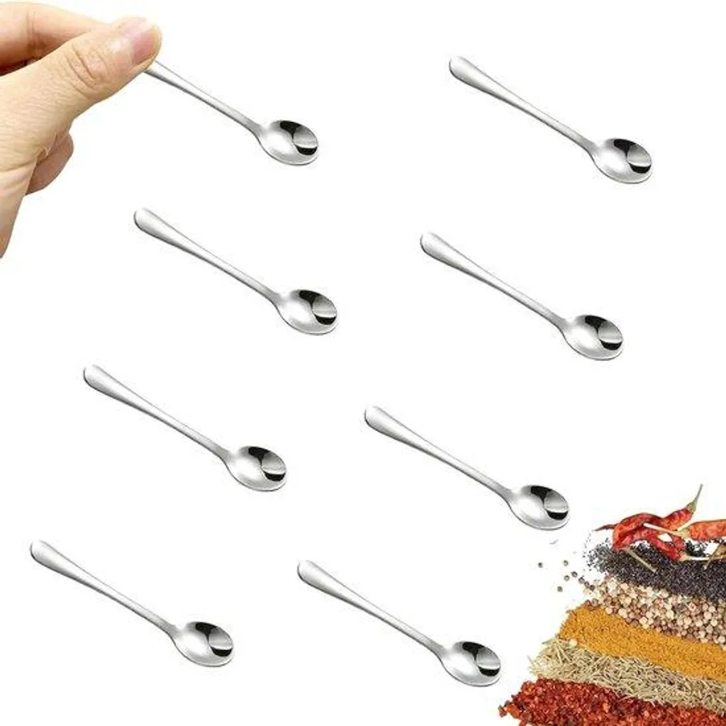 Set de 6 mini cuillères en acier RVS de 7,5 cm pour sachets d'herbes