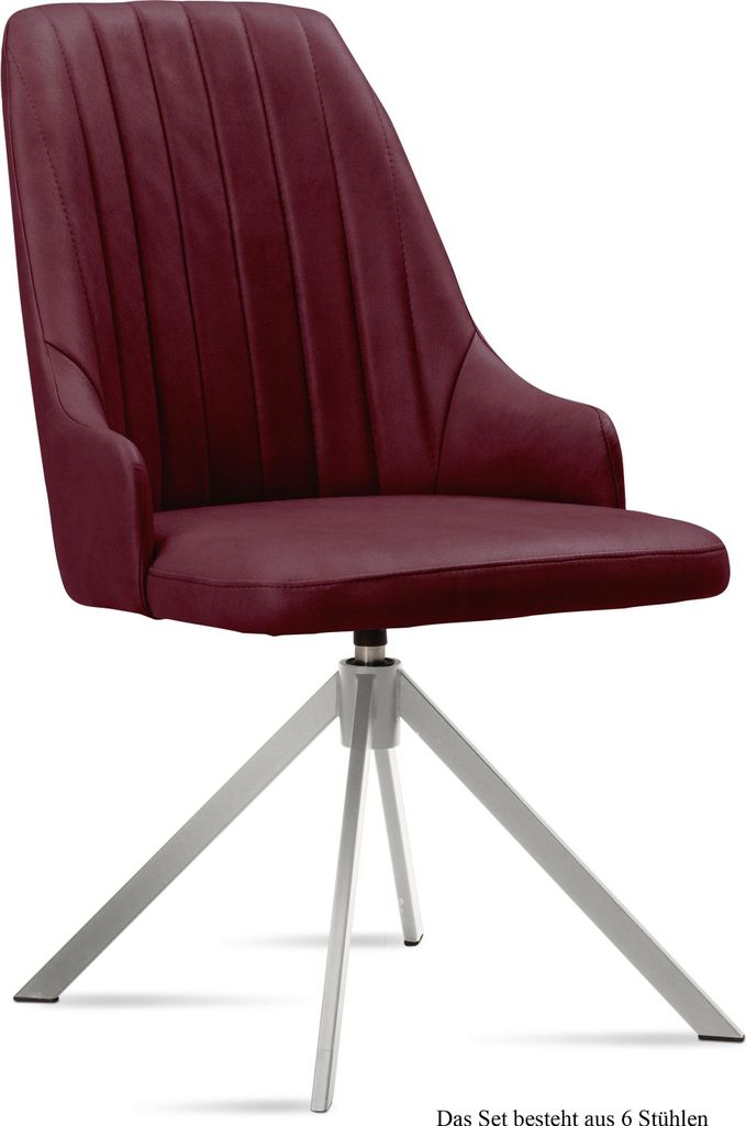 Esszimmerstuhl drehbar (6er-Set) Davorka 52x91x60 Edelstahl/Marsala