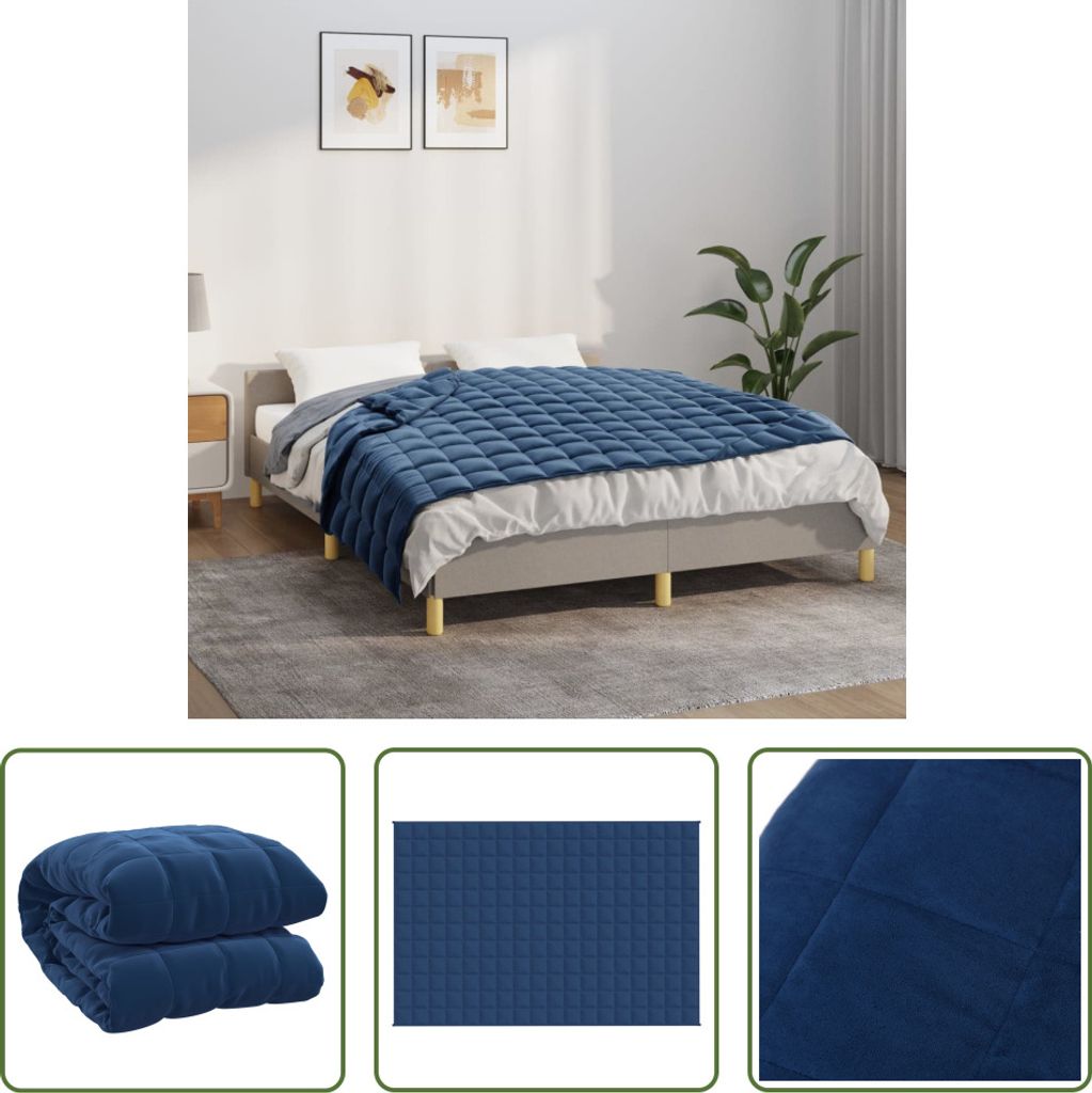 The Living Store Gewichtsdecke Blau 122x183 cm 9 kg Stoff