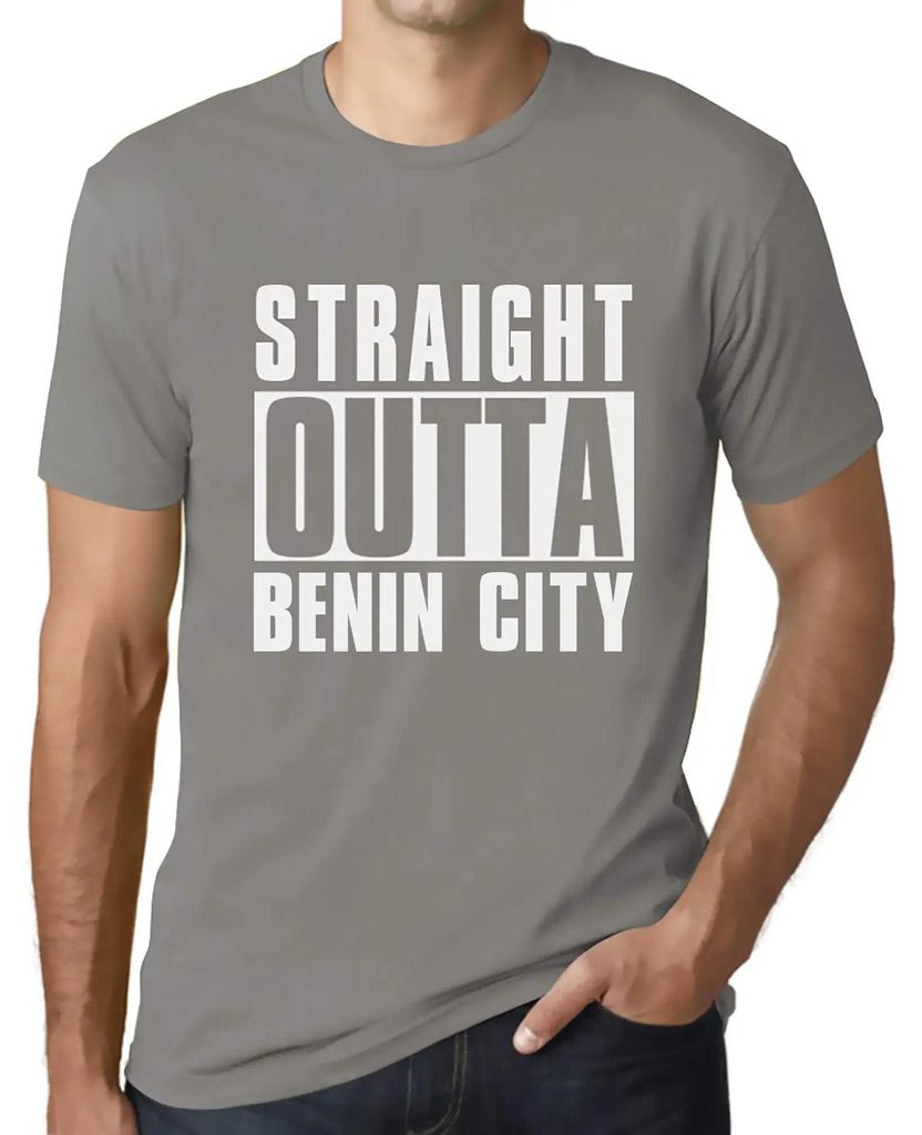 Herren Grafik T-Shirt Direkt aus der Stadt Benin – Straight Outta Benin City – Öko-Verantwortlich Vintage Jahrgang Kurzarm Lustige Druck Gebur...