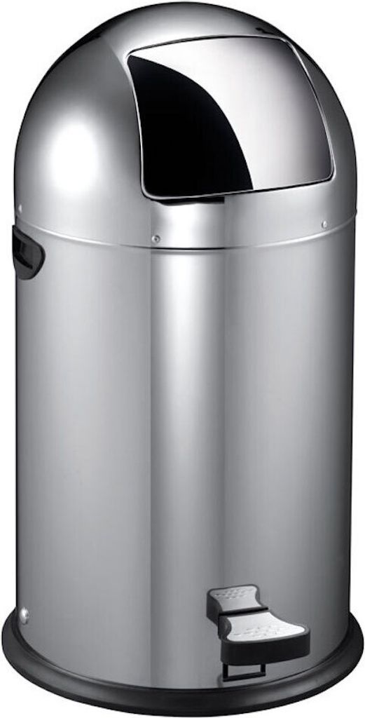 Stilvoller eleganter Abfalleimer mit starkem Fußpedal und verzinktem Inneneimer | 33 Liter, HxØ 70x38cm | Edelstahl