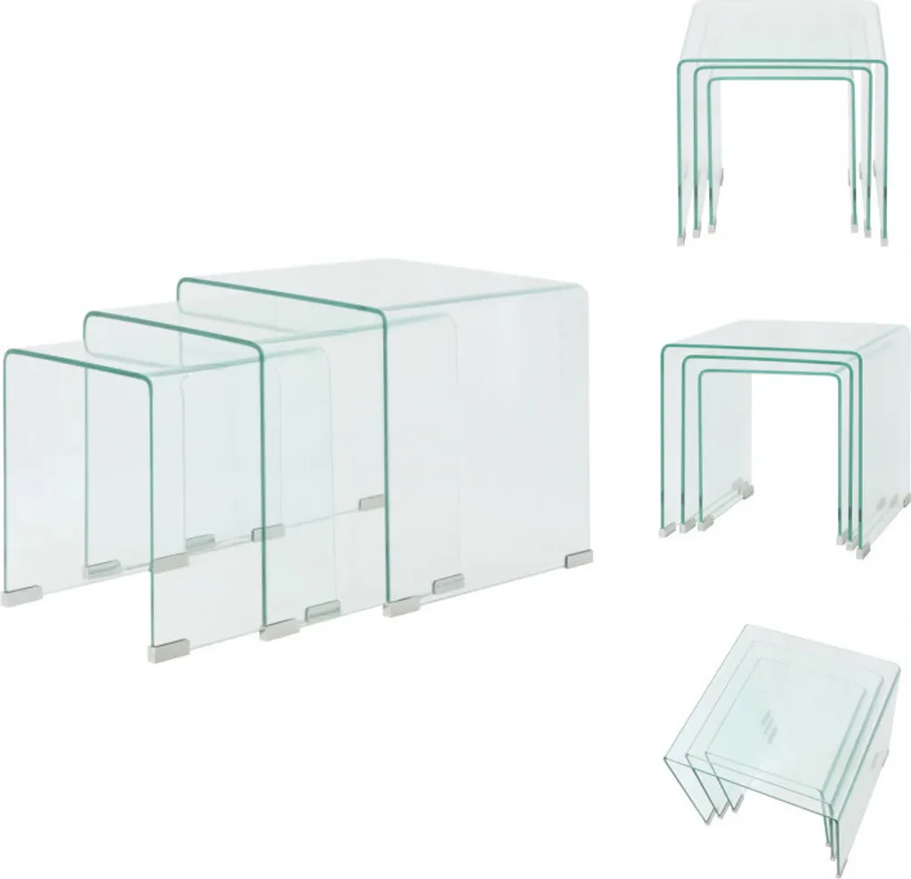 Tables Basses Gigognes pour Gain de Place - Set 3 Tables Verre Salon