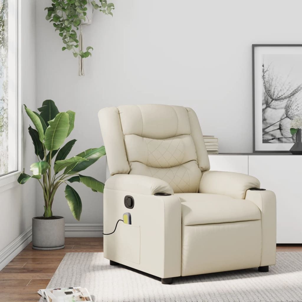 CLORIS Massagesessel Creme Kunstleder - Fernsehsesel LL0000257254