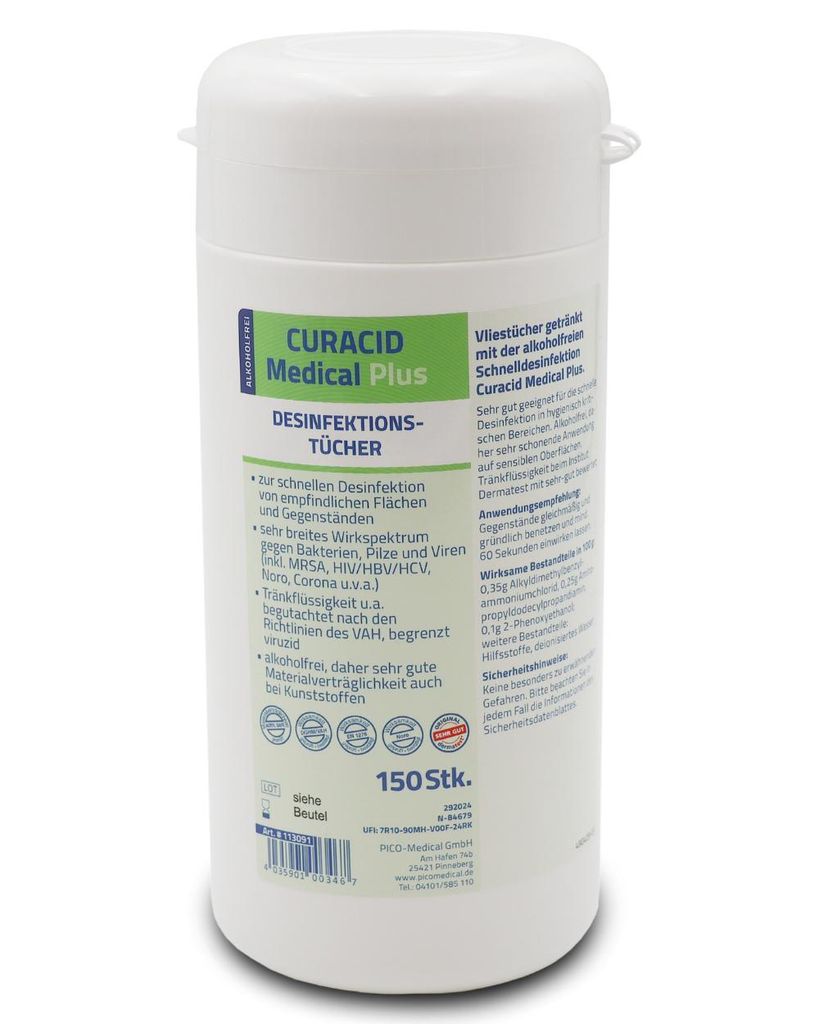 Curacid Medical Plus Desinfektionstücher, 150 Tücher, Produktbild 