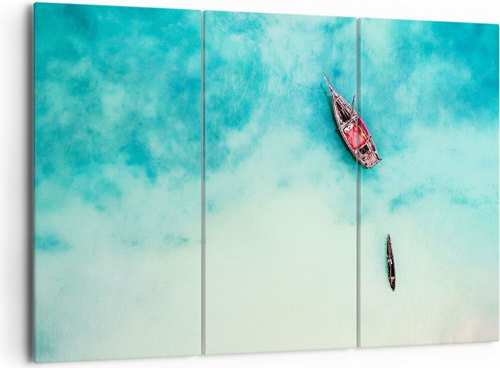 Bild auf Leinwand - Leinwandbild - Insel Boot Schiff Ozean - 165x110cm - Wand Bild - Wanddeko - Leinwanddruck - Bilder - Kunstdruck - Wanddekoratio...