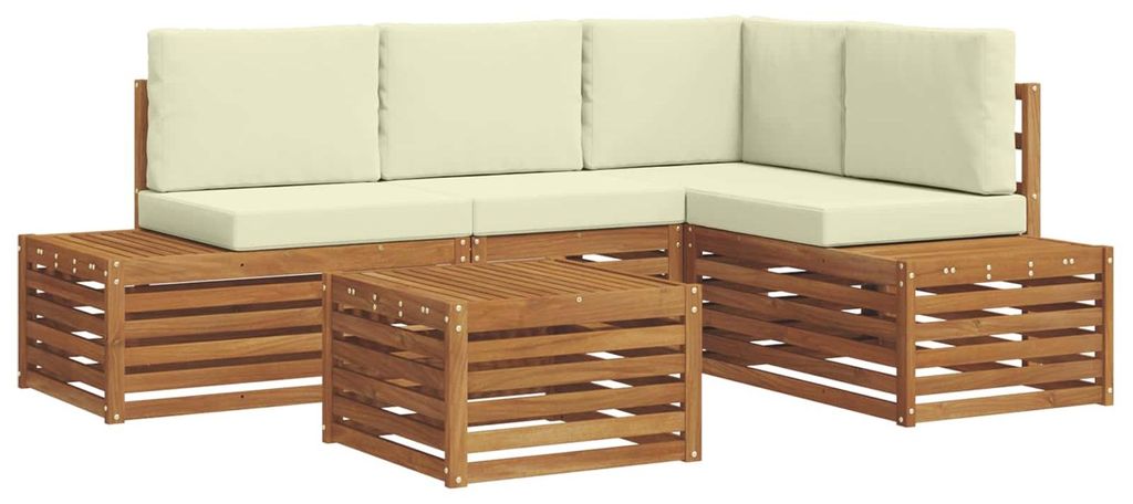 vidaXL Outdoor-Sofagarnitur mit Kissen Natur und Creme 59 x 59 x 37 cm