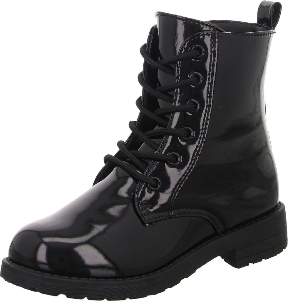 girlZ onlY Mädchen-Schnürstiefelette Lack Schwarz, Farbe:schwarz, EU Größe:33