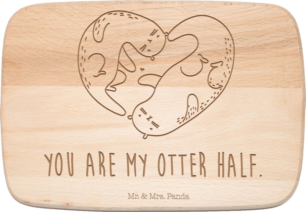 Mr. & Mrs. Panda Frühstücksbrett Otter Herz - Transparent - Geschenk, Liebe, Holzbrettchen, Frühstücksbrettchen, Hochzeitstag, Schneidebrett, v...